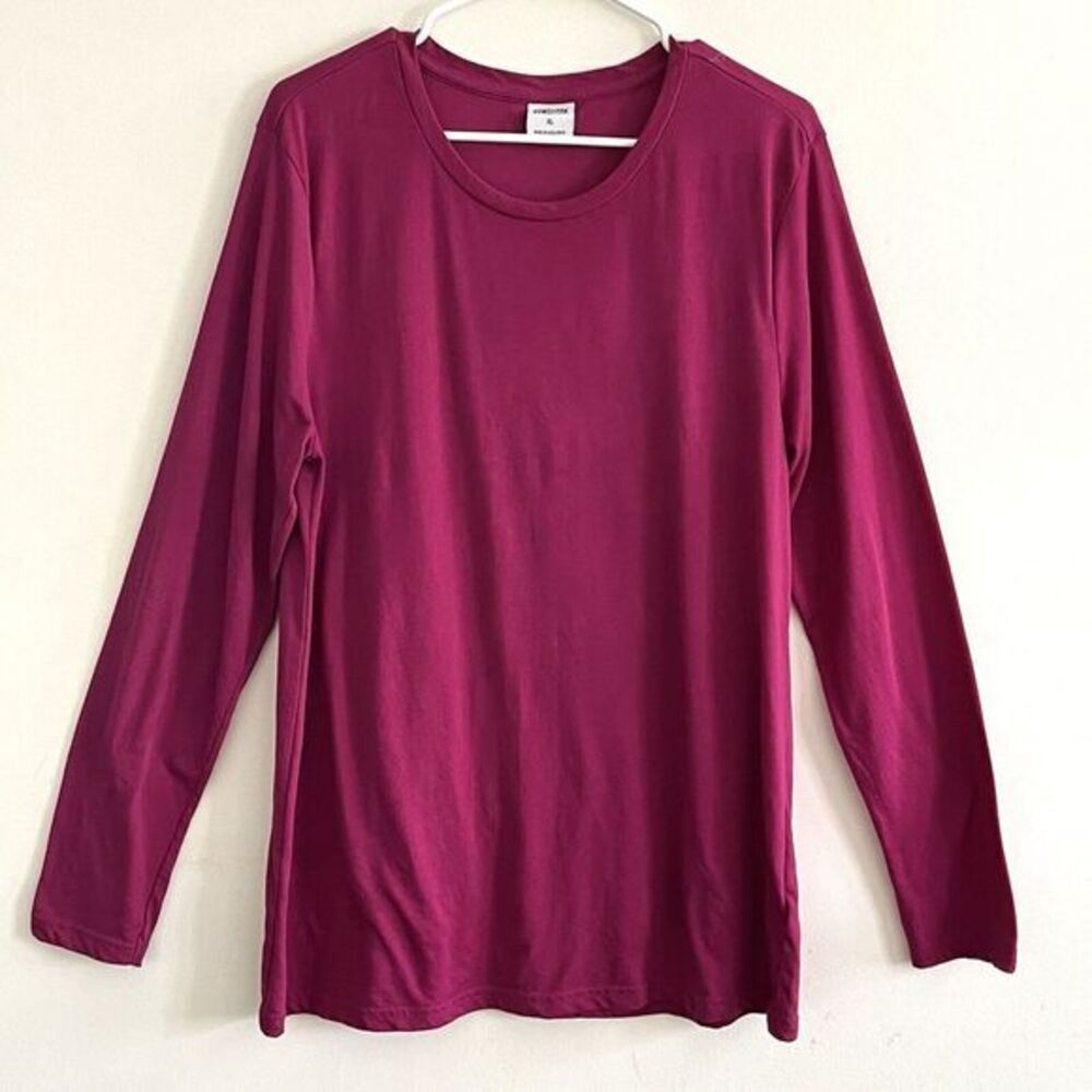 Gymshark Long‎ Sleeve Training Tee Women XL Magenta Workout Basic Layer Pullover